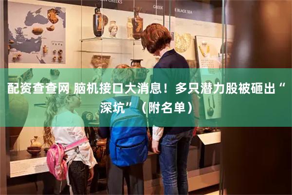 配资查查网 脑机接口大消息！多只潜力股被砸出“深坑”（附名单）