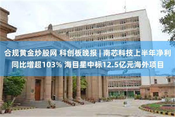 合规黄金炒股网 科创板晚报 | 南芯科技上半年净利同比增超103% 海目星中标12.5亿元海外项目