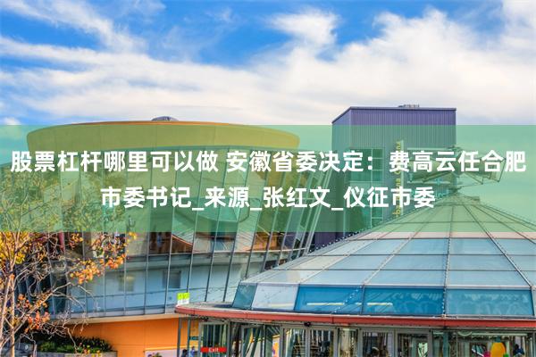 股票杠杆哪里可以做 安徽省委决定：费高云任合肥市委书记_来源_张红文_仪征市委