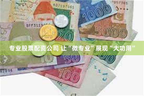 专业股票配资公司 让“微专业”展现“大功用”