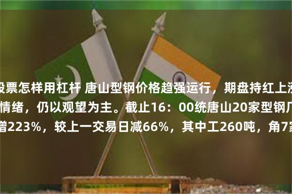 股票怎样用杠杆 唐山型钢价格趋强运行，期盘持红上涨，但并未能刺激市场成交情绪，仍以观望为主。截止16：00统唐山20家型钢厂售32920吨，较早盘增223%，较上一交易日减66%，其中工260吨，角7家18160吨，槽7家14500吨。较近5个交易日均值53452减38%。