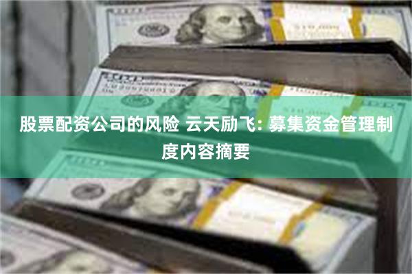 股票配资公司的风险 云天励飞: 募集资金管理制度内容摘要